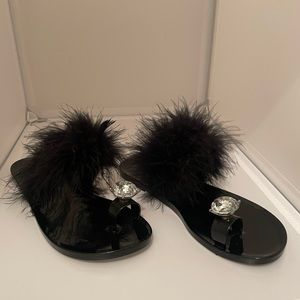 Black Flurry Sandals, Size 5